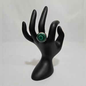 Bulls Eye Malachite 925 Sterling Silver Ring #964